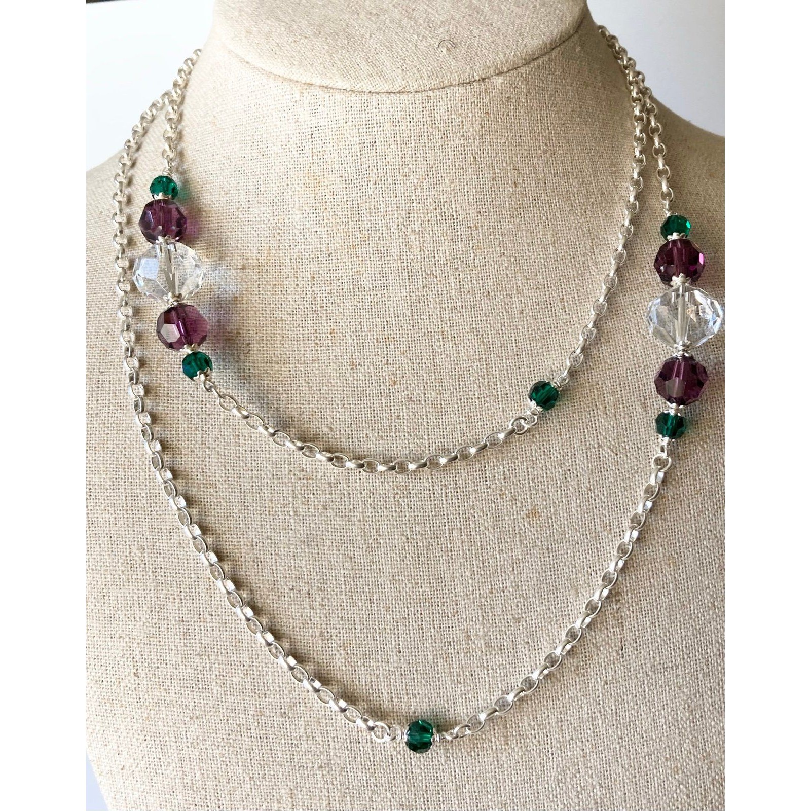 Gorgeous Milor 925 Italy Sterling Silver Faceted Crystal Long Chain Necklace 36 139$